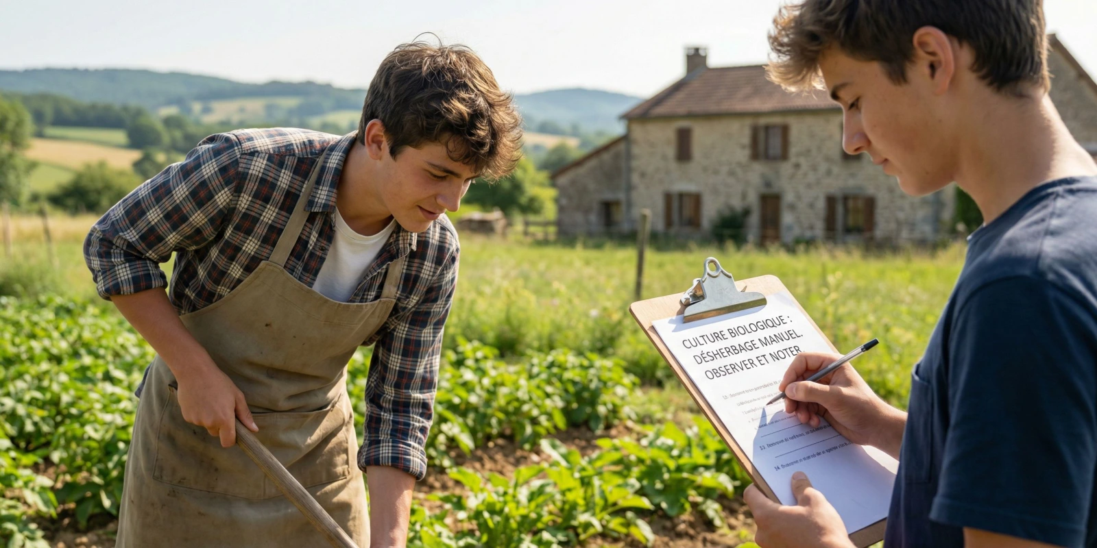 Bac STAV : Les 5 Options Expliquées (Aménagement, Production, Services, Transformation, Agroéquipement) Élèves de Bac STAV en travaux pratiques sur une exploitation agricole pédagogique